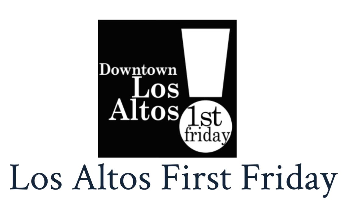 A black and white logo for downtown los altos first friday.