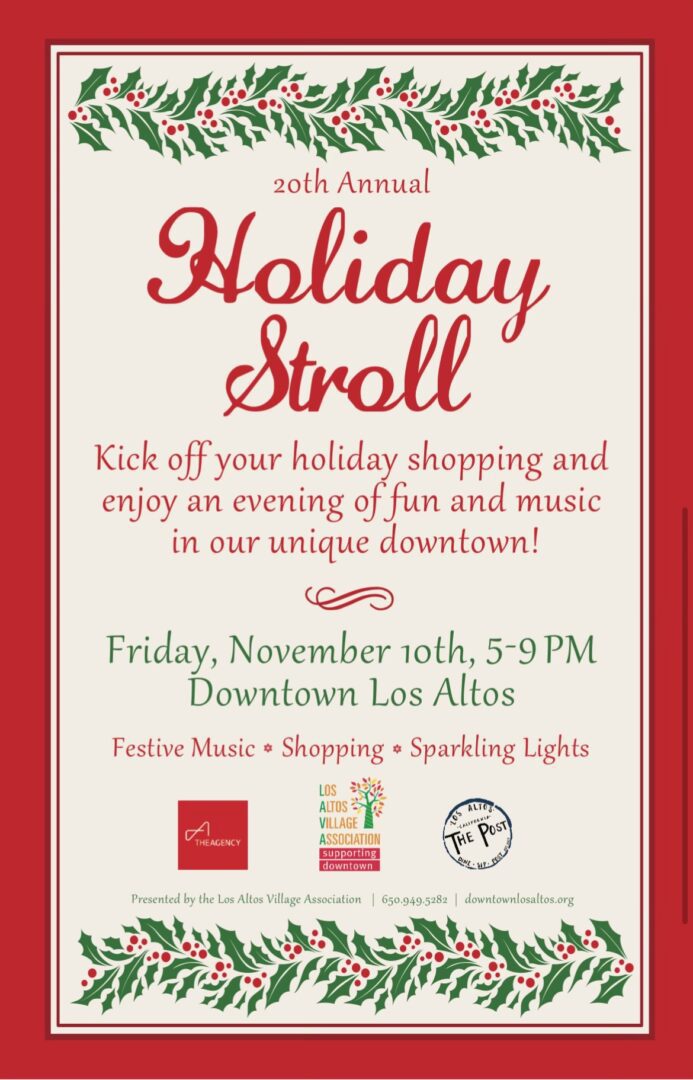 A poster for the holiday stroll event.